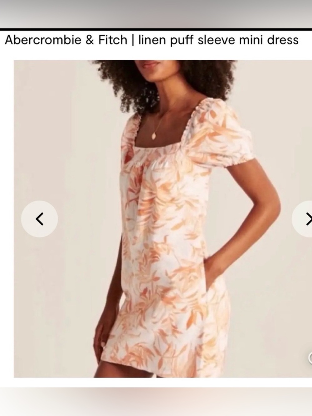 Abercrombie & Fitch Orange Floral Linen Puff Sleeve Mini Dress Pockets Size  XS